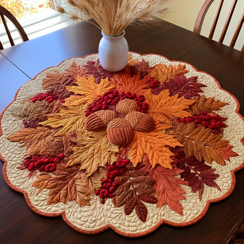 Autumn Acorns Custom Shape Quilted Table Topper NCU0LV152