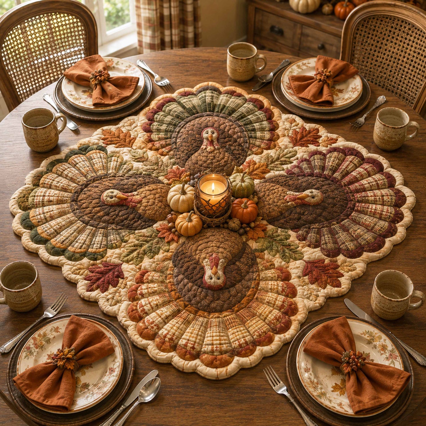 Autumn Bliss Custom Shape Quilted Table Topper SN0TD081