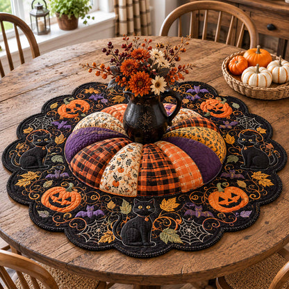 Autumn Cat Custom Shape Quilted Table Topper SN0TD093