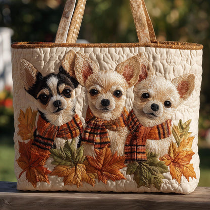Autumn Chihuahua Quilted Tote Bag NCU0TH2777