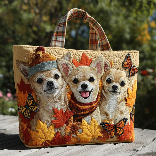 Autumn Chihuahua Quilted Tote Bag NCU0TH2786
