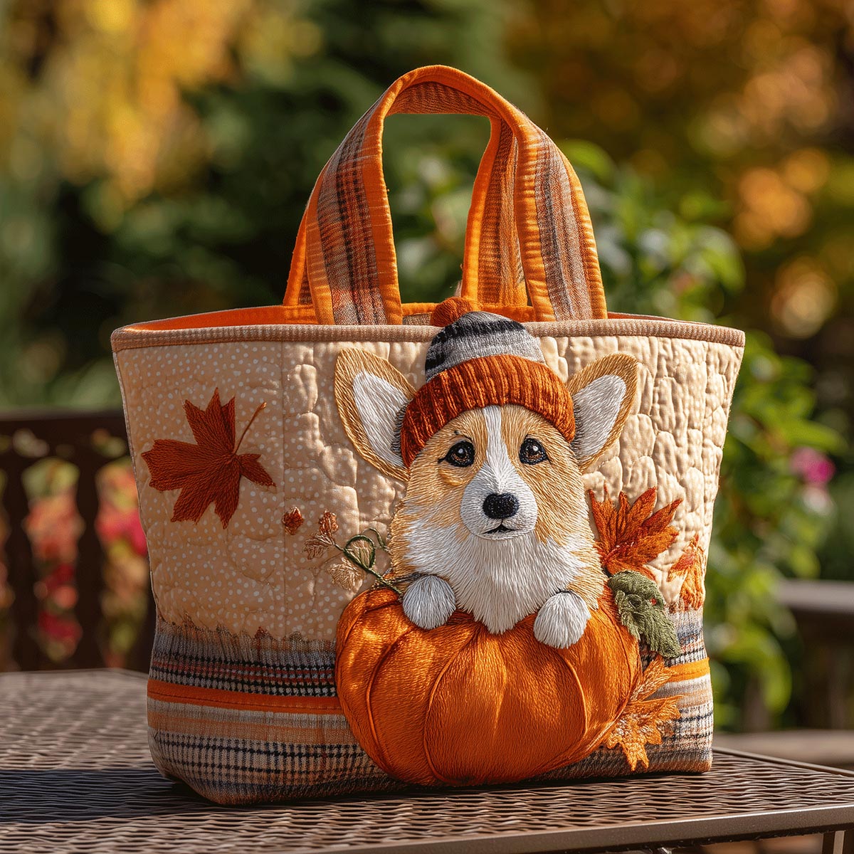 Autumn Corgi Parade Quilted Tote Bag NCU0TH2774