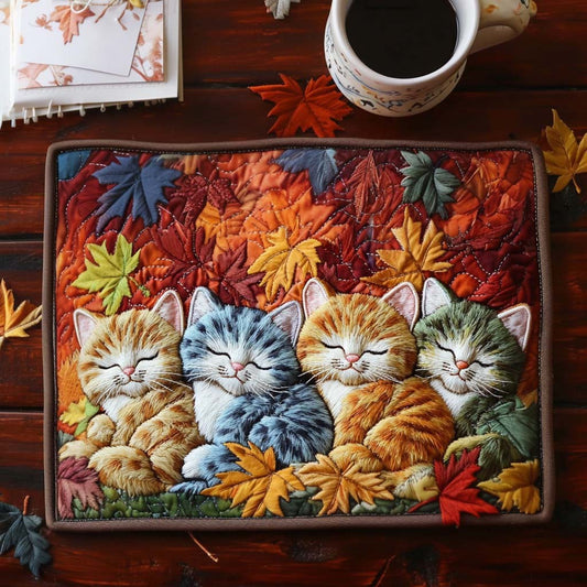 Autumn Cozy Cat Quilted Placemat NCU0NT8875