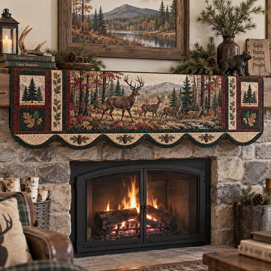 Autumn Deer Haven Quilted Mantel Scarf SN0HH0330
