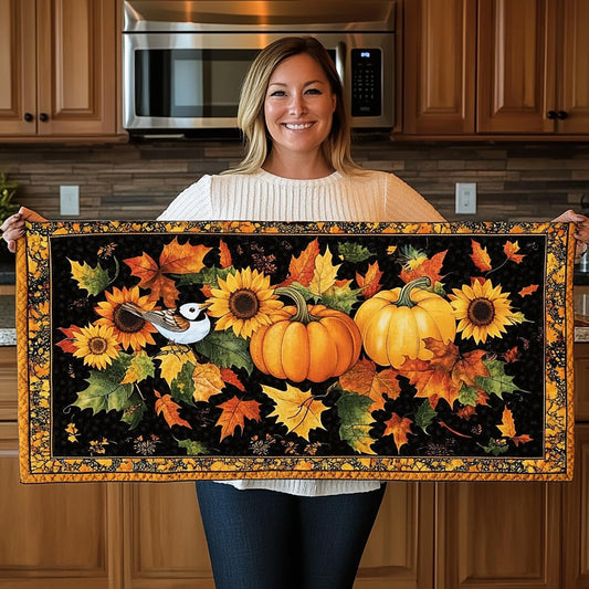Autumn Delight Blooms Quilted Table Runner NCU0TL1350