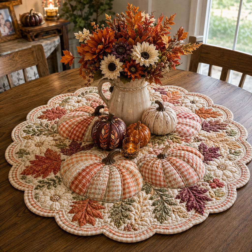 Autumn Farmstead Custom Shape Quilted Table Topper SN0PT622