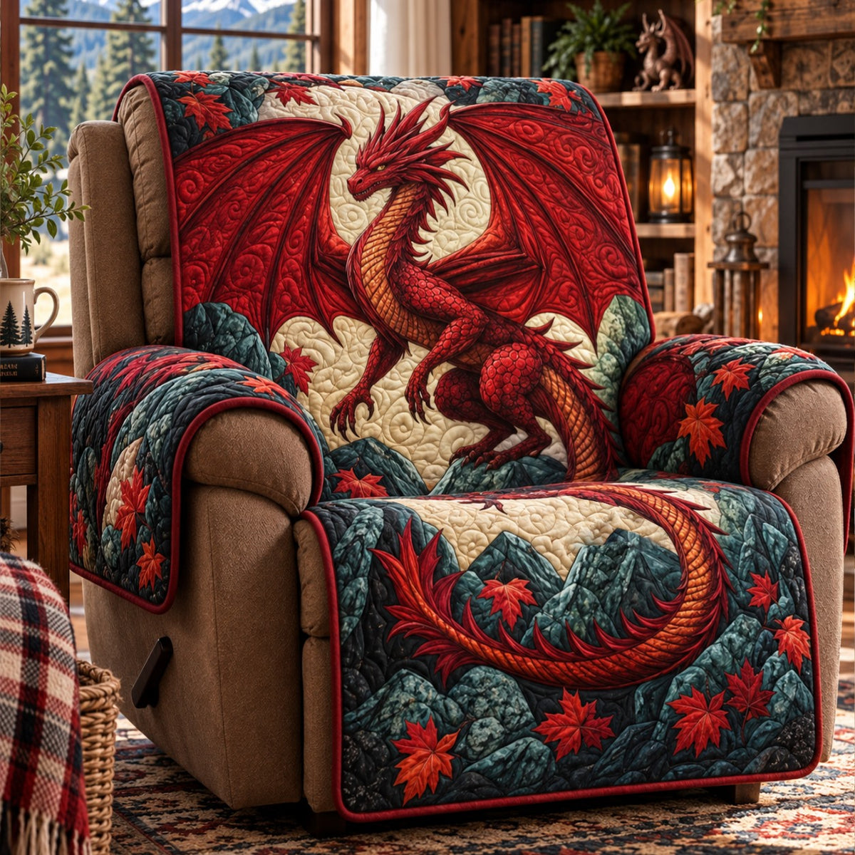 Autumn Flame Dragon Quilted Sofa Cover SN0PT1462