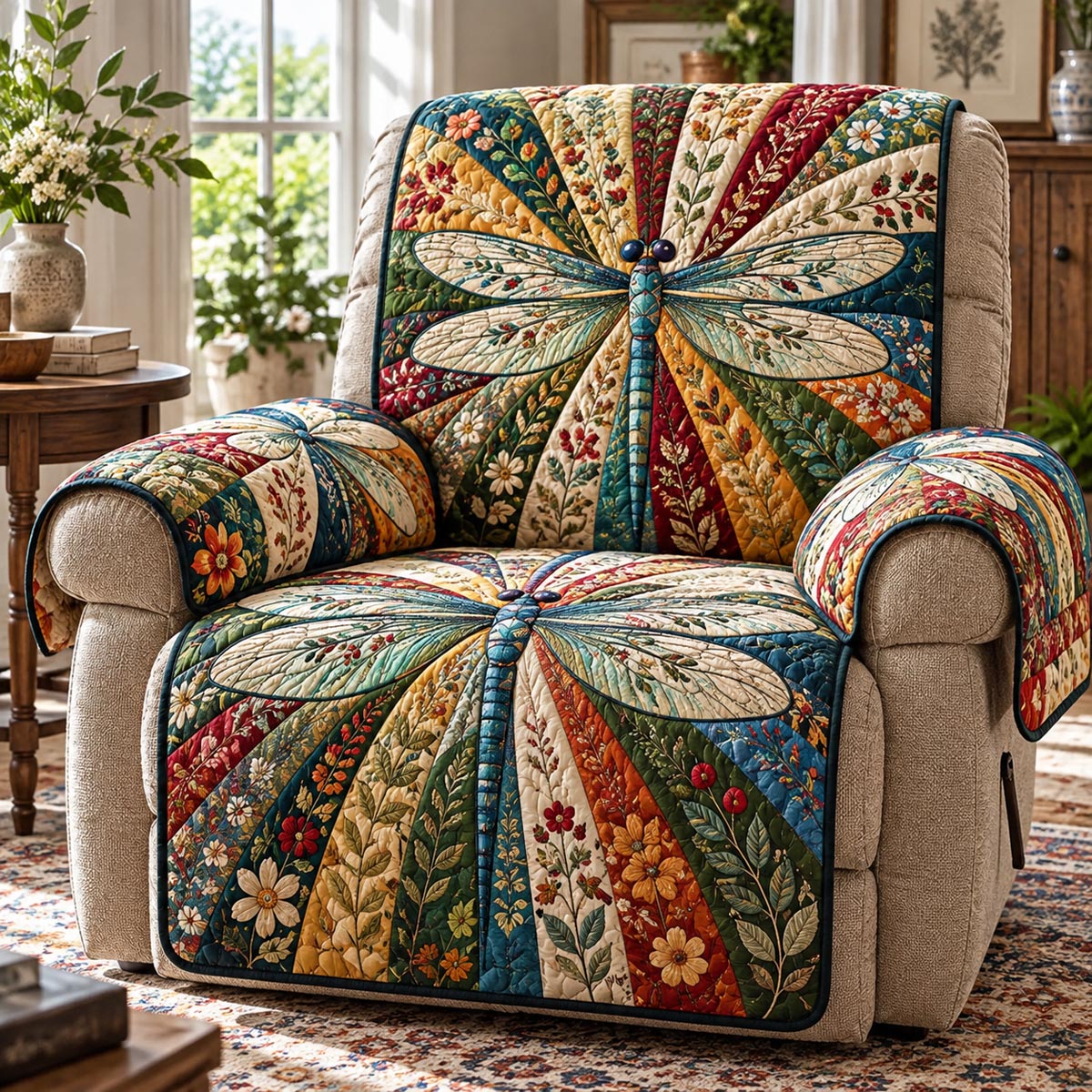 Autumn Garden Dragonfly Quilted Sofa Cover SN0DV1070