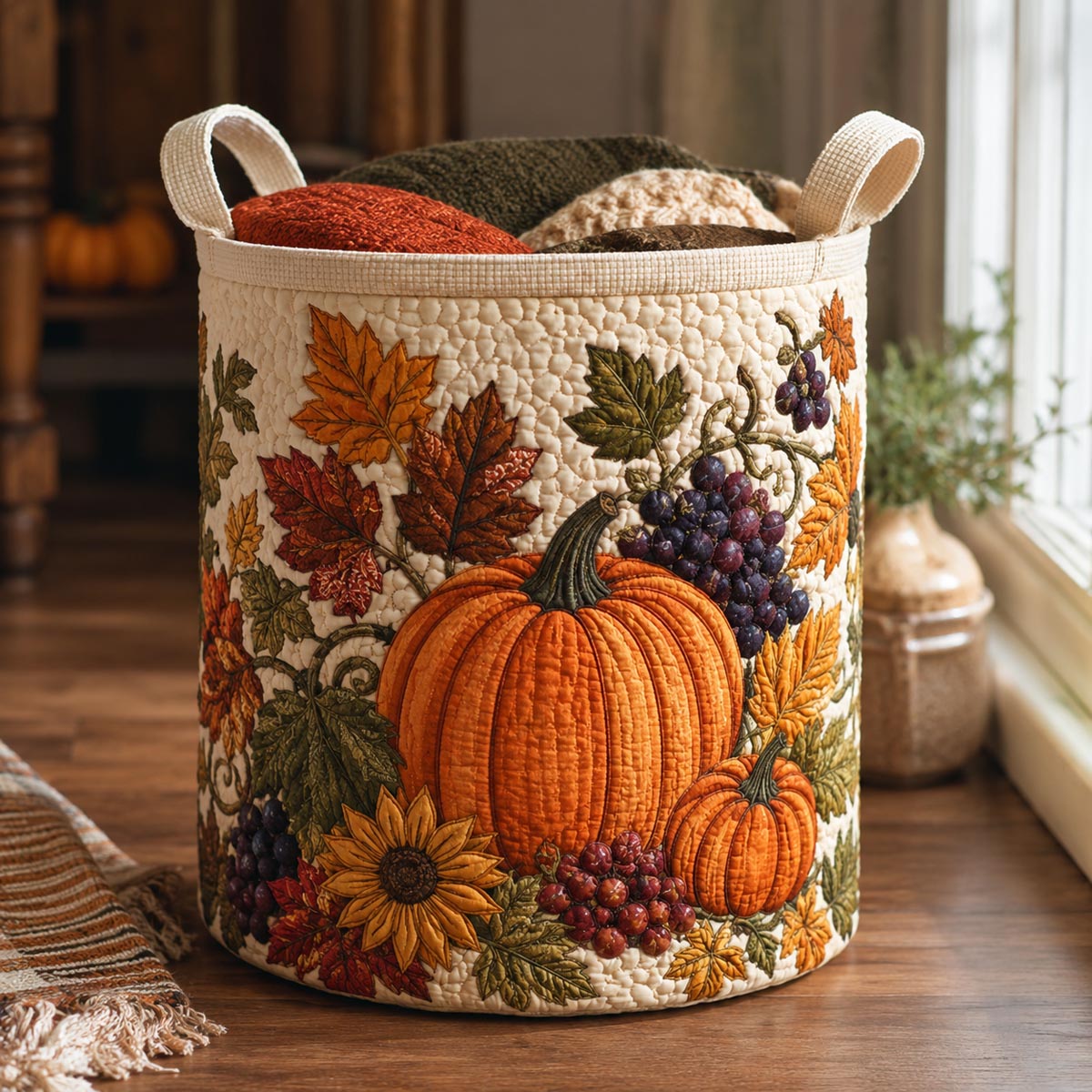 Autumn Harvest Basket Quilted Laundry Basket SN0DV121