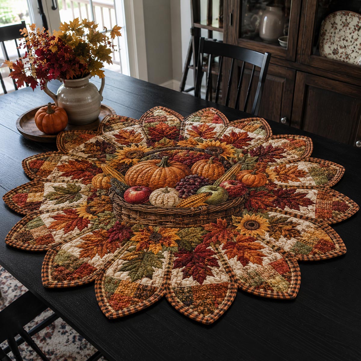 Autumn Harvest Feast Custom Shape Quilted Table Topper SN0DV260