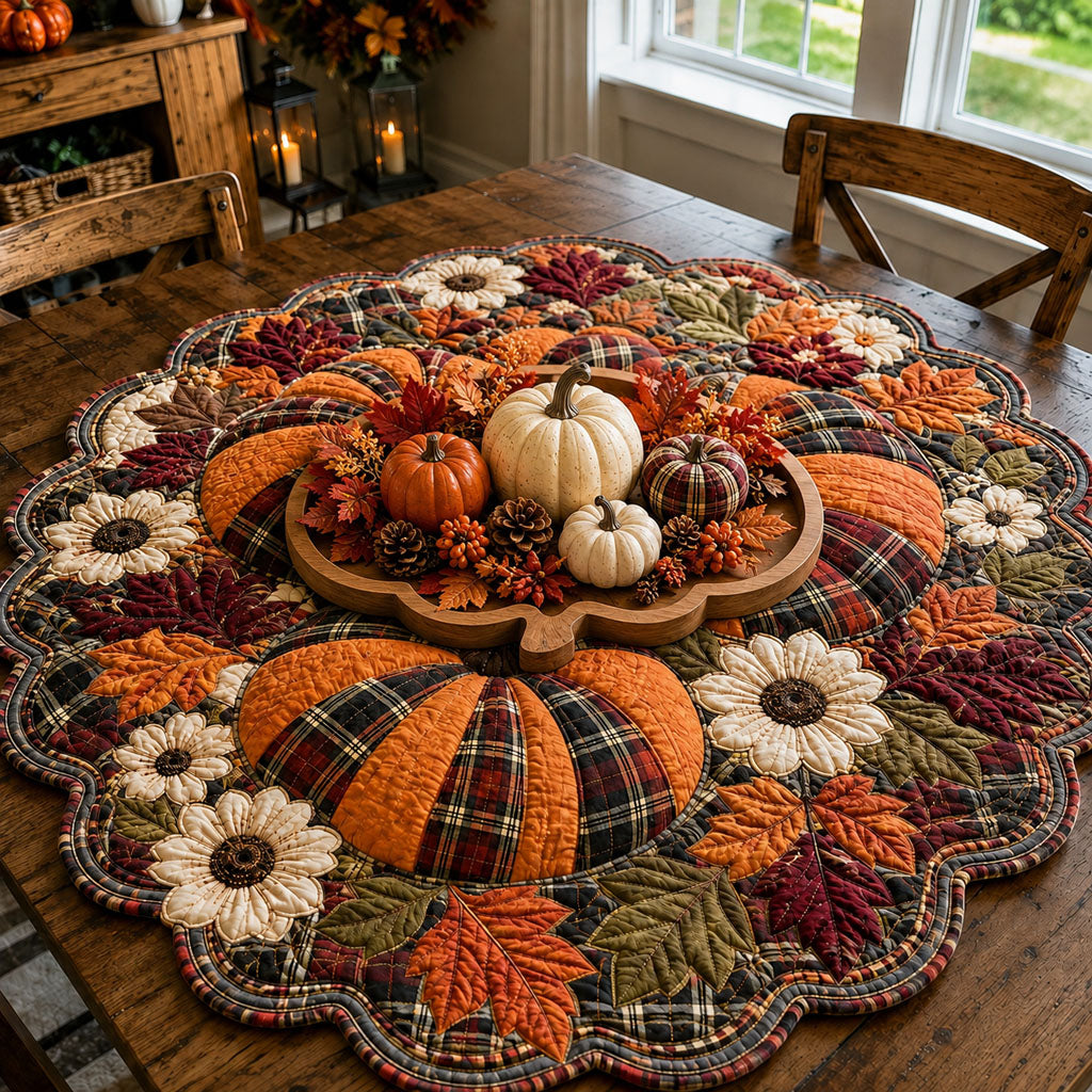 Autumn Harvest Glow Custom Shape Quilted Table Topper SN0PT615
