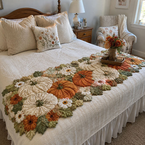 Autumn Harvest Lane Custom Shape Quilted Bed Runner SN0PT508