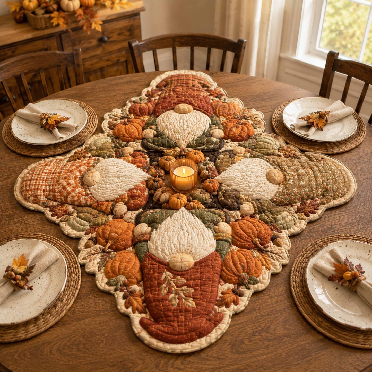 Autumn Haven Custom Shape Quilted Table Topper SN0TD080