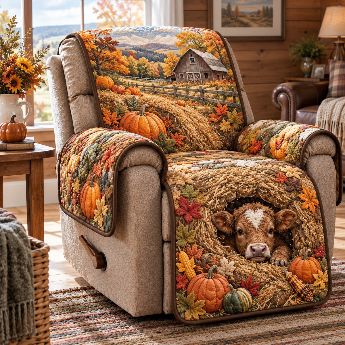 Autumn Haystack Nook Quilted Sofa Cover SN0TD1338