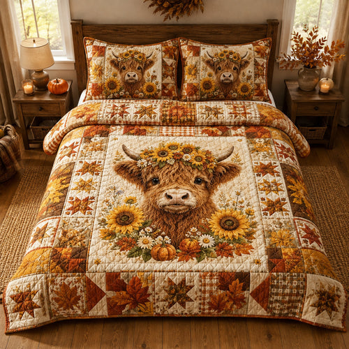 Autumn Highland Calf Quilted Bedding Set SN0HH0014