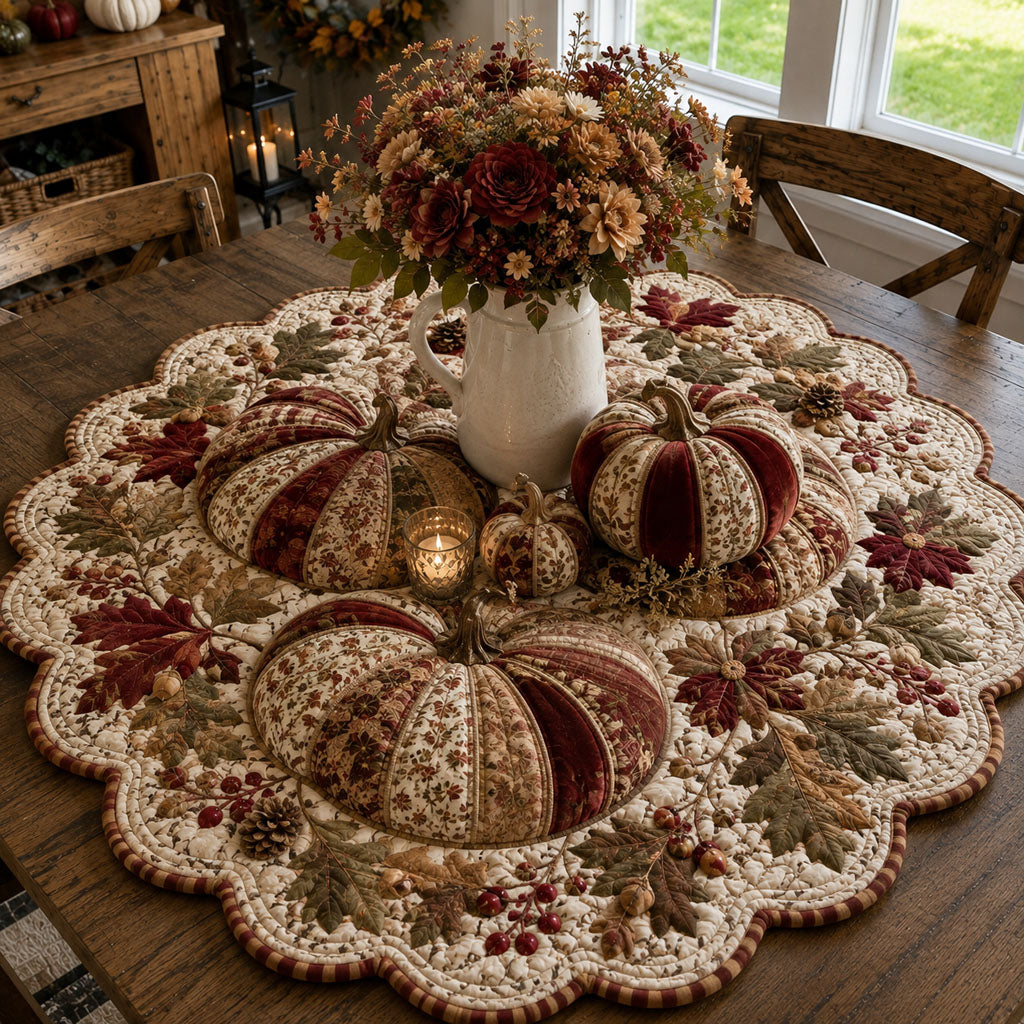 Autumn Lace Garden Custom Shape Quilted Table Topper SN0PT623