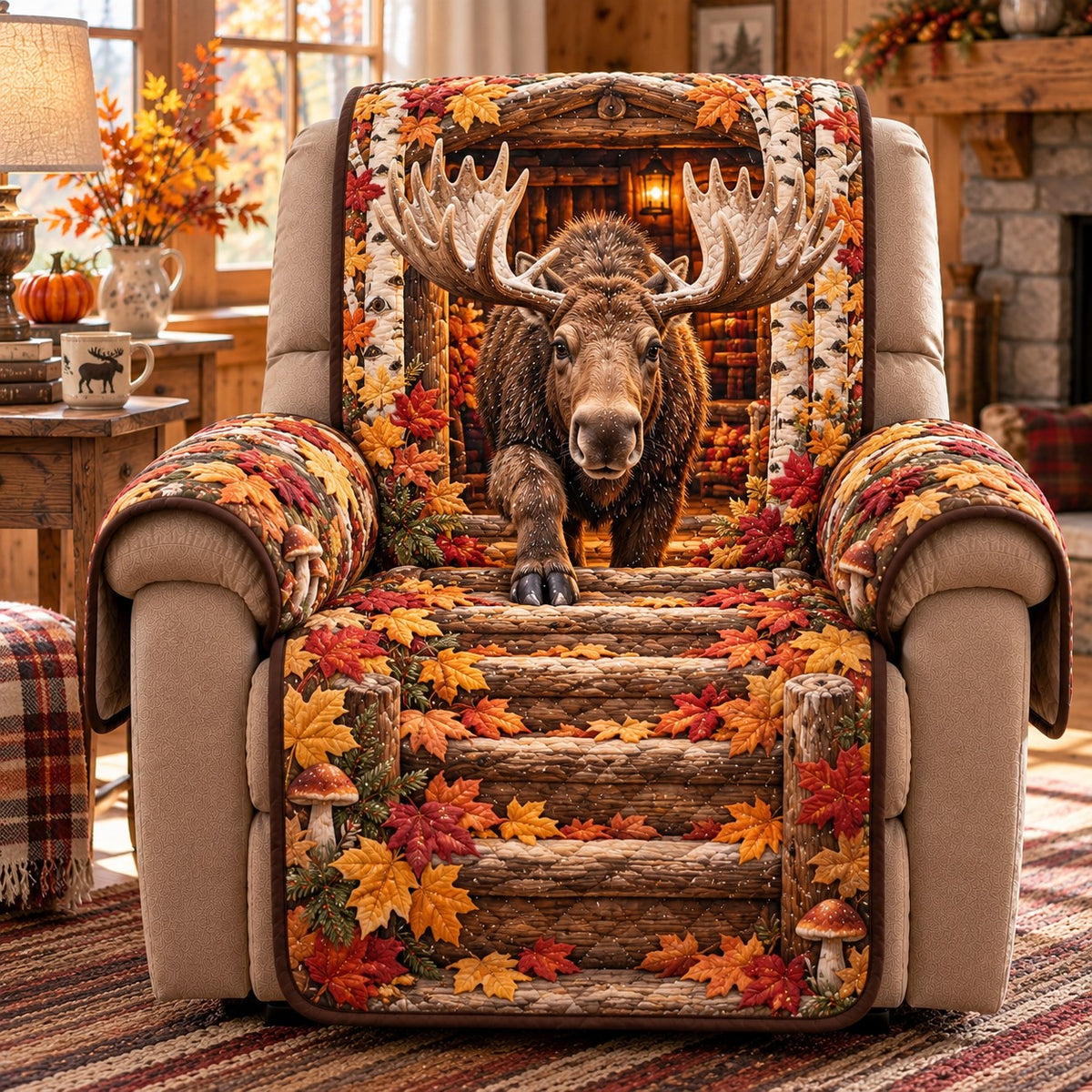 Autumn Moose Recliner Quilted Sofa Cover SN0TD1295