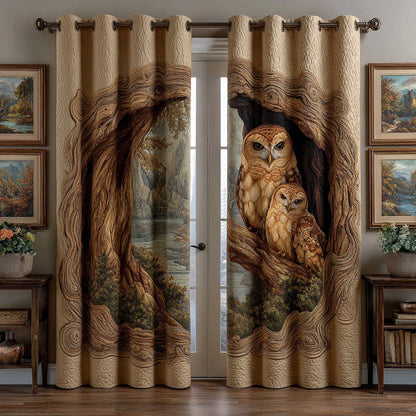 Autumn Nest Owls Quilted Curtains NCU0DH955