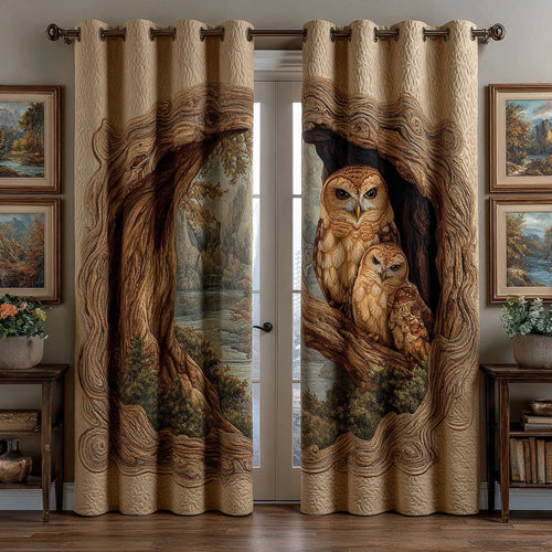 Autumn Nest Owls Quilted Curtains NCU0DH955