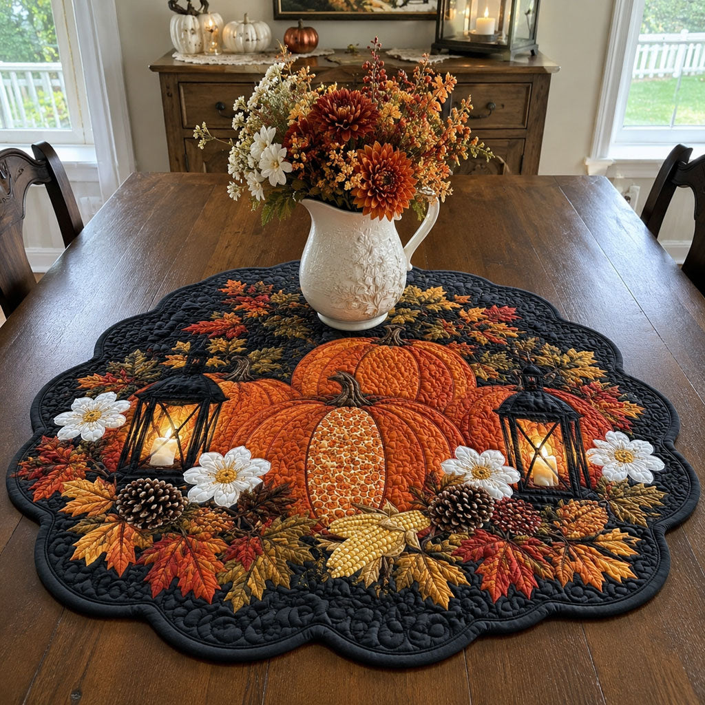 Autumn Night Bloom Custom Shape Quilted Table Topper SN0PT616