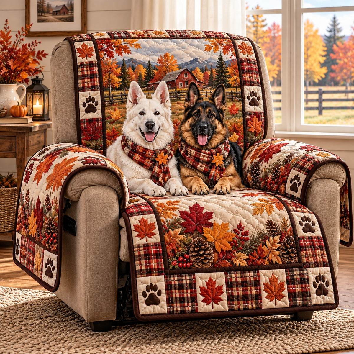 Autumn Paw Harvest Quilted Sofa Cover SN0PT1467
