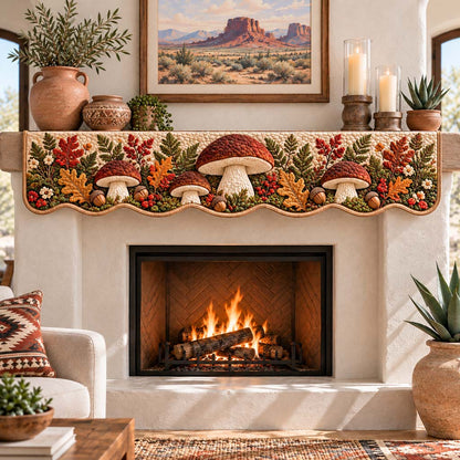 Autumn Porcini Forest Quilted Mantel Scarf SN0HH0985