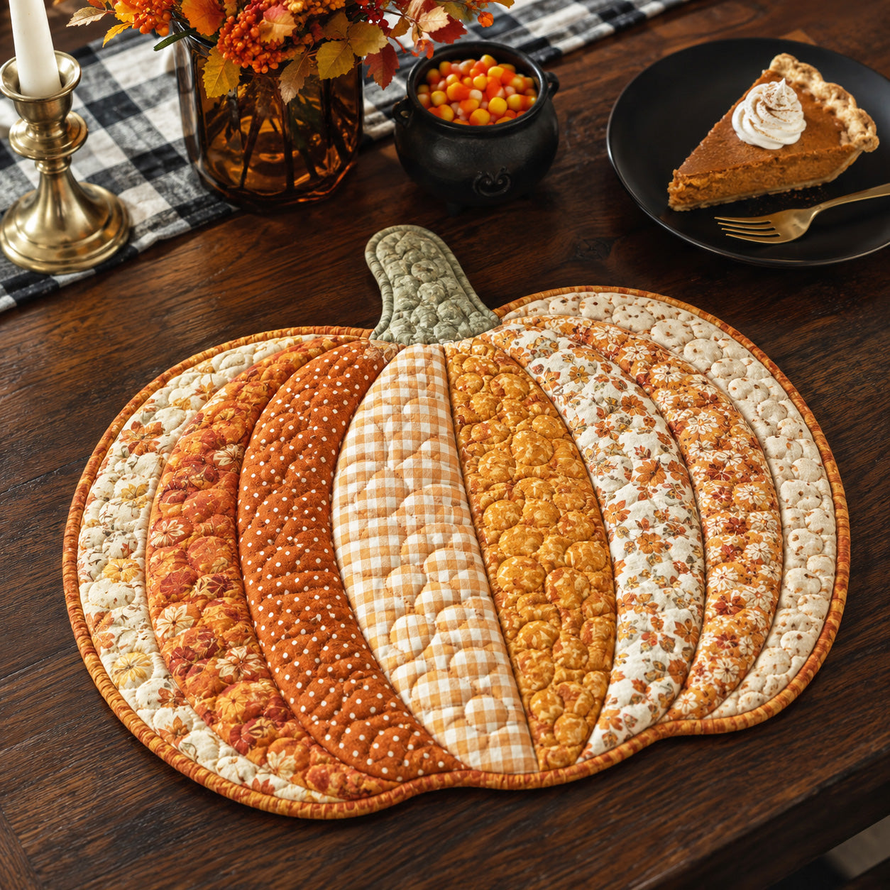 Autumn Pumpkin Custom Shape Quilted Placemat SN0TV022