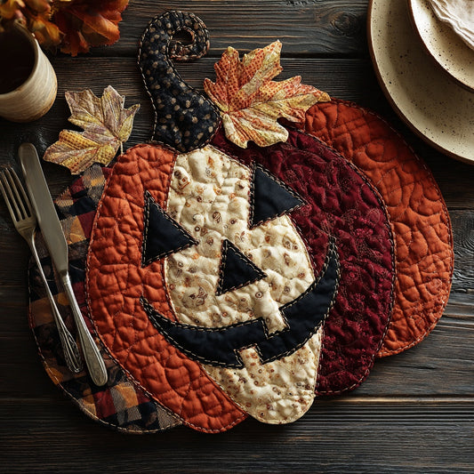 Autumn Pumpkin Face Custom Shape Quilted Placemat NCU0LV070