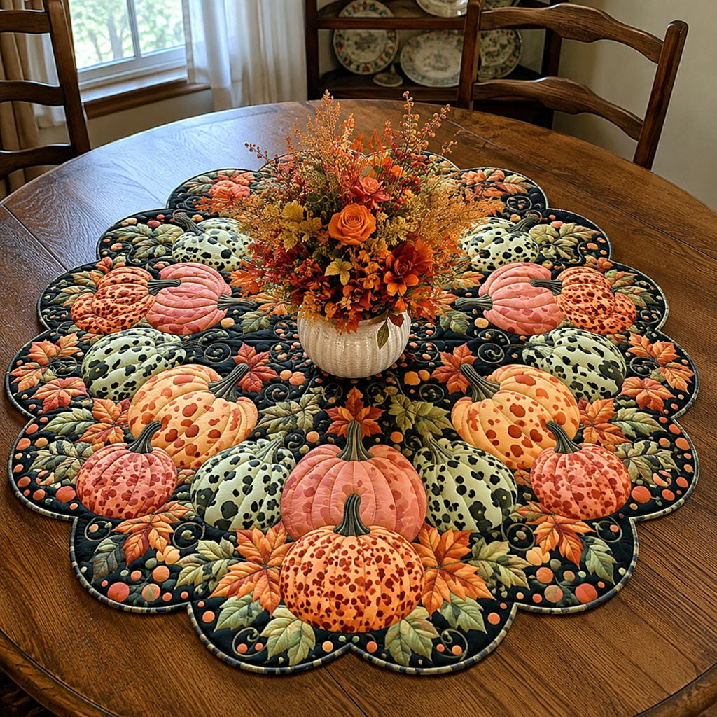 Autumn Pumpkin Lane Custom Shape Quilted Table Topper SN0PT459