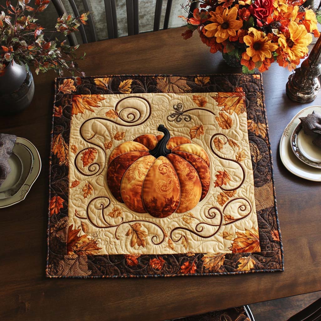 Autumn Pumpkin Quilted Table Topper NCU0DDK595