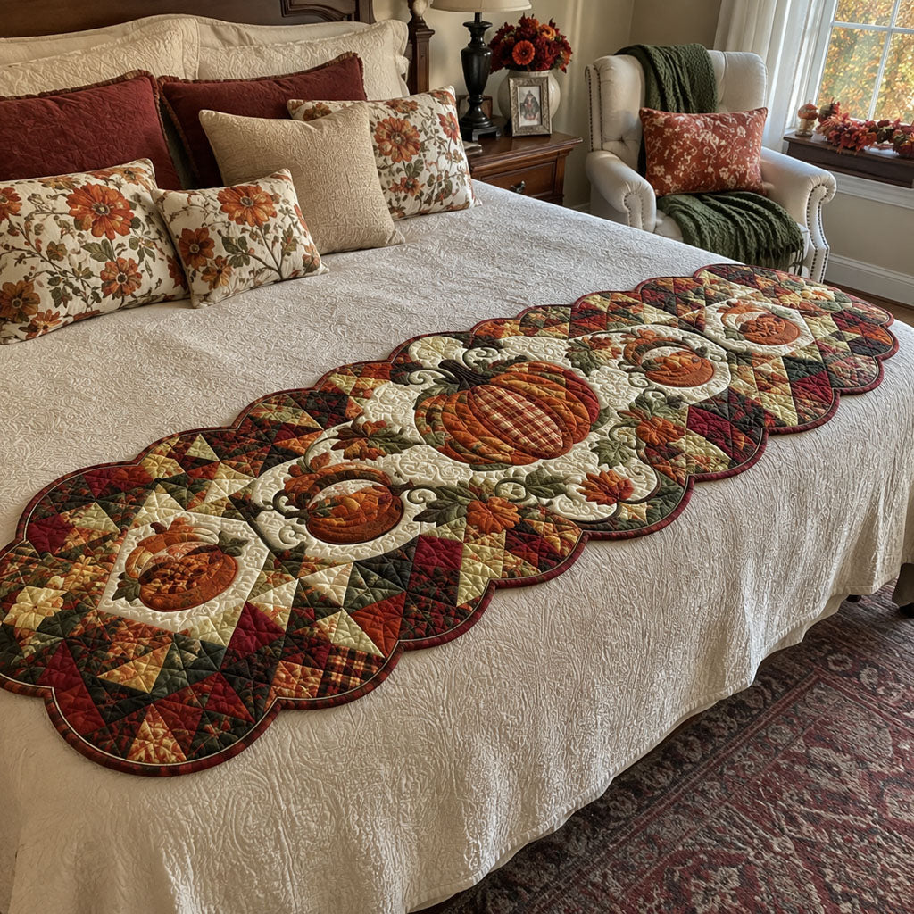 Autumn Splendor Custom Shape Quilted Bed Runner SN0PT512