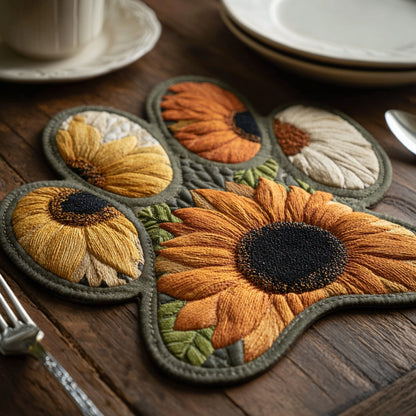 Autumn Sunflower Custom Shape Quilted Placemat NCU0LV083