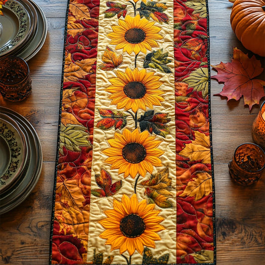 Autumn Sunflower Flair Quilted Table Runner NCU0DV936