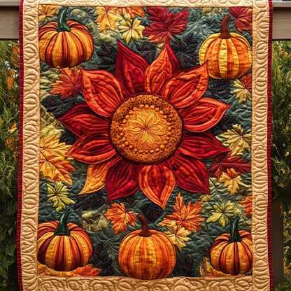 Autumn Sunflower Harvest Quilted Blanket NCU0DV1031