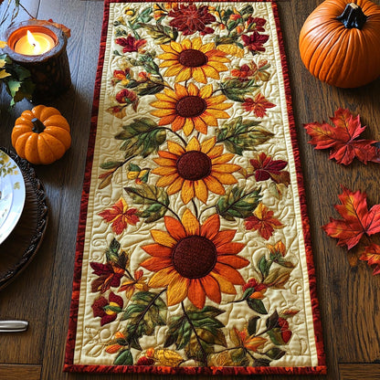 Autumn Sunflower Serenade Quilted Table Runner NCU0DV938