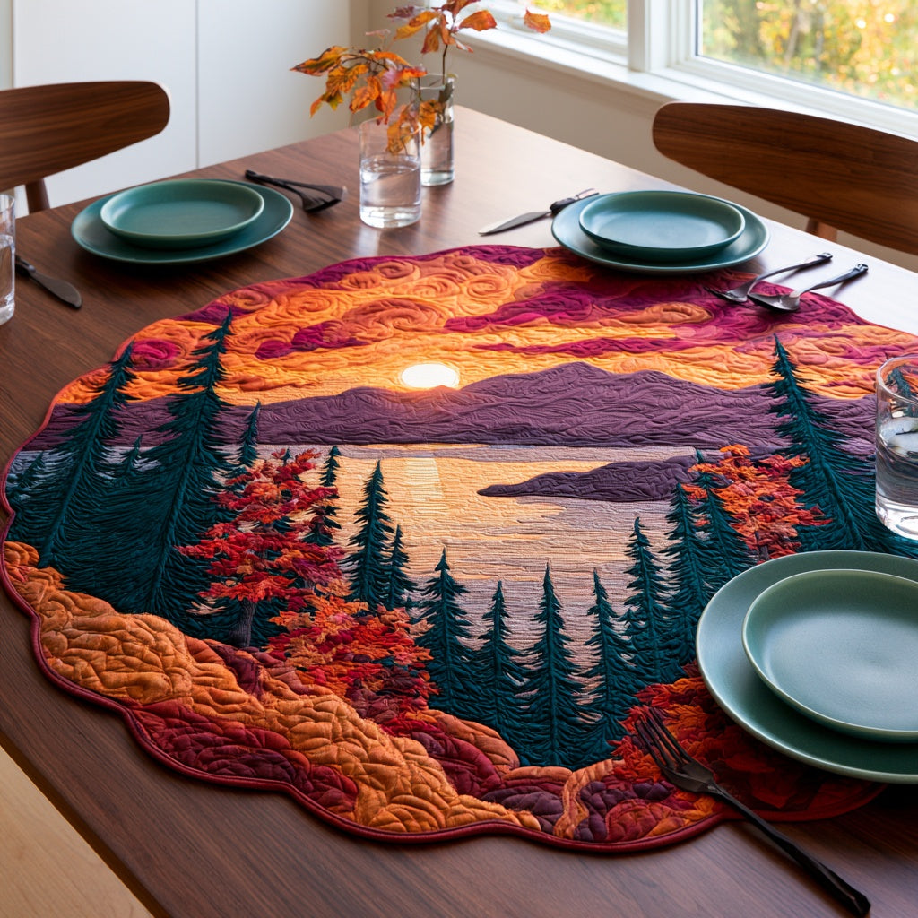 Autumn Sunset Custom Shape Quilted Table Topper NCU0LV270