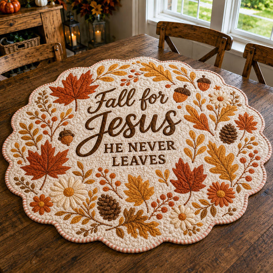 Autumn Thankfulness Custom Shape Quilted Table Topper SN0PT449