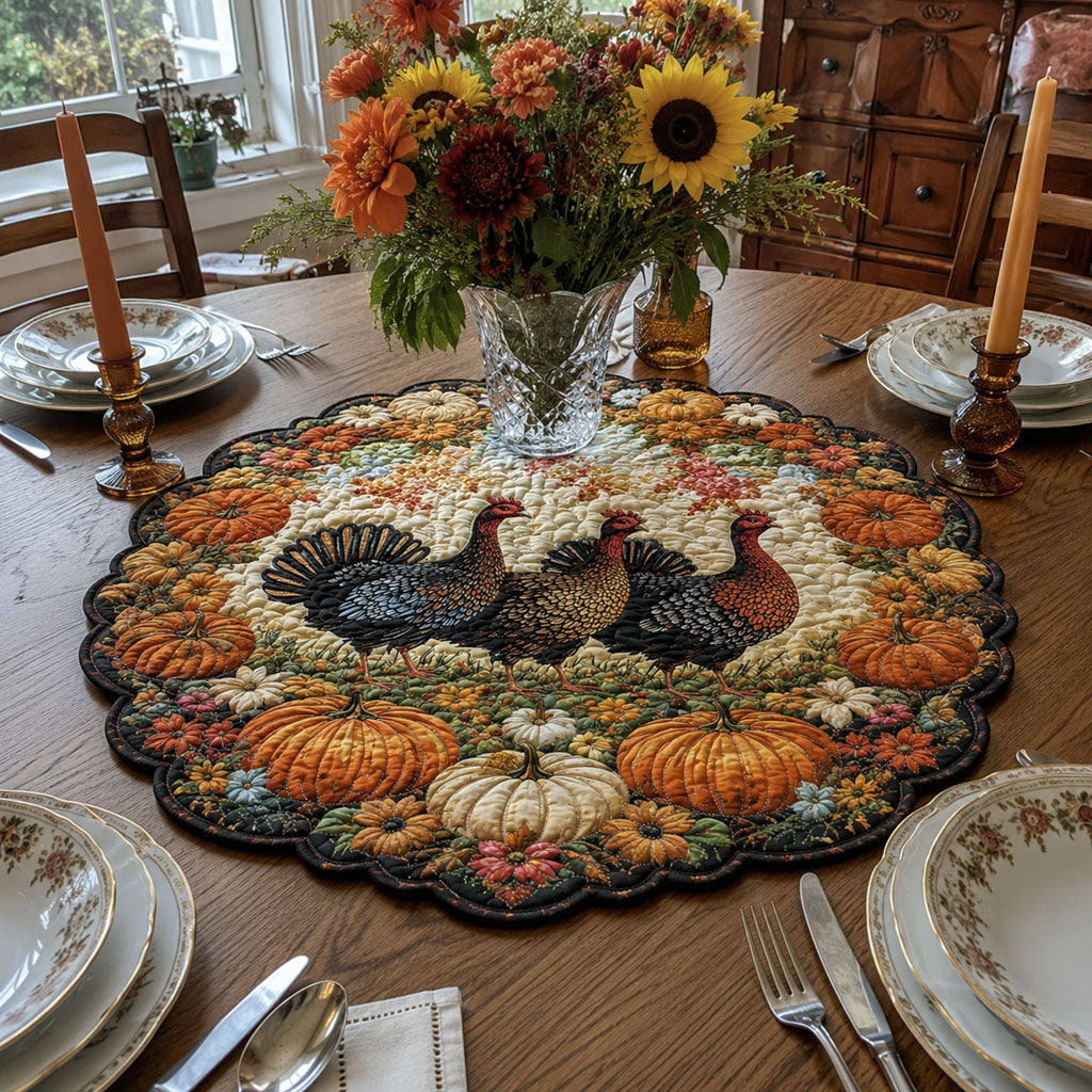 Autumn Turkey Blessing Custom Shape Quilted Table Topper SN0PT488