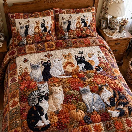 Autumn Whisker Parade 3-Piece Quilted Bedding Set SN0PT201