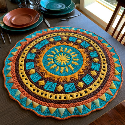 Aztec Sun Custom Shape Quilted Table Topper NCU0LV224