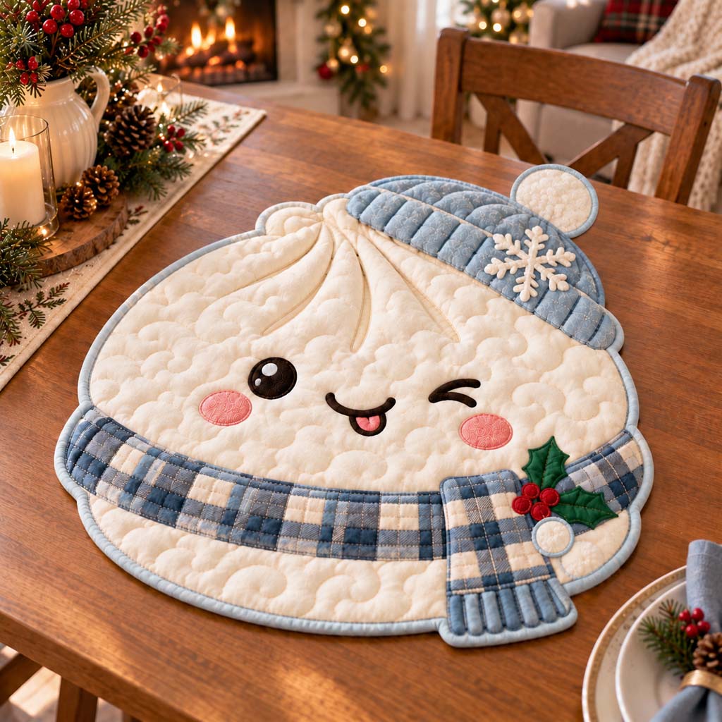 Azure Dumpling Custom Shape Quilted Table Topper SN0HH0738