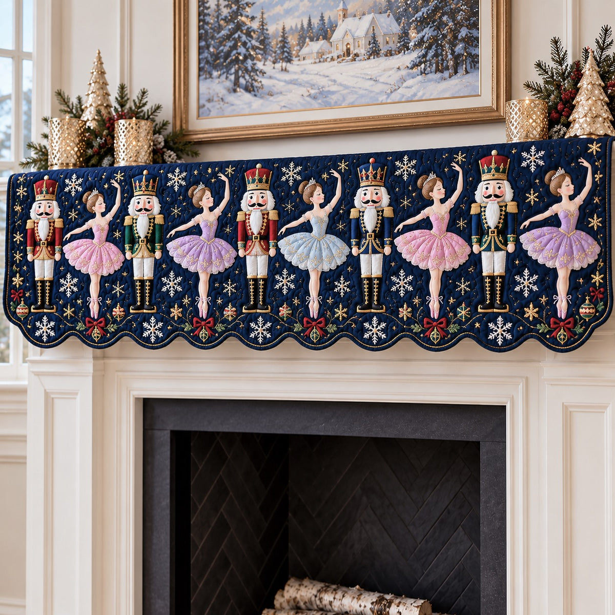 Ballerina Nutcracker Dance Quilted Mantel Scarf SN0TV985