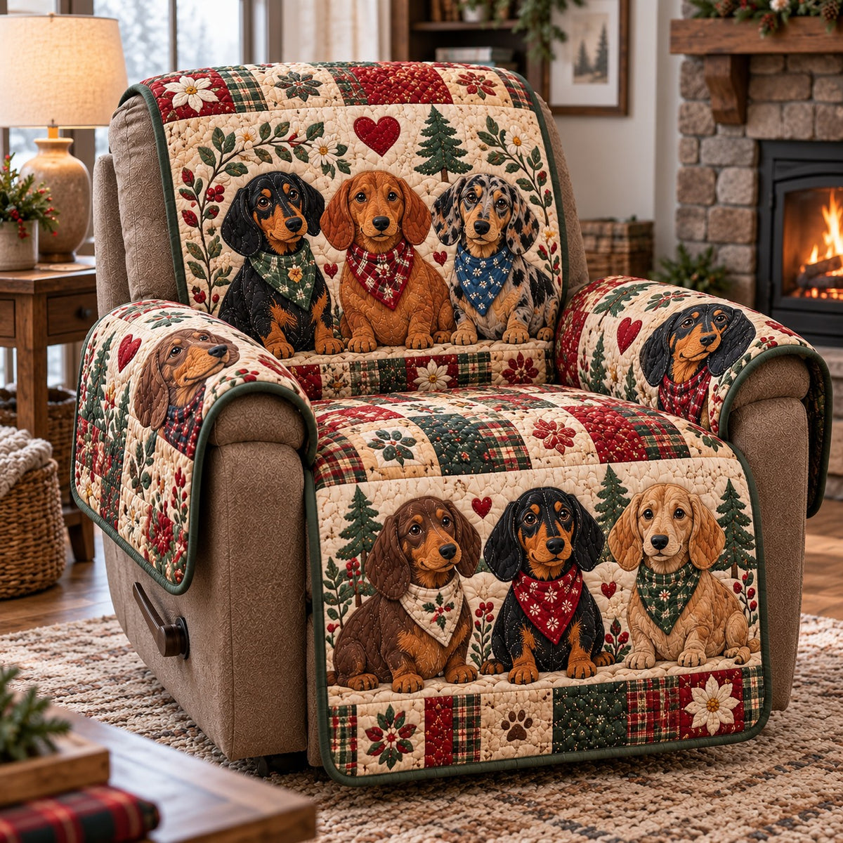 Bandana Dachshund Trio Quilted Sofa Cover SN0HH0963