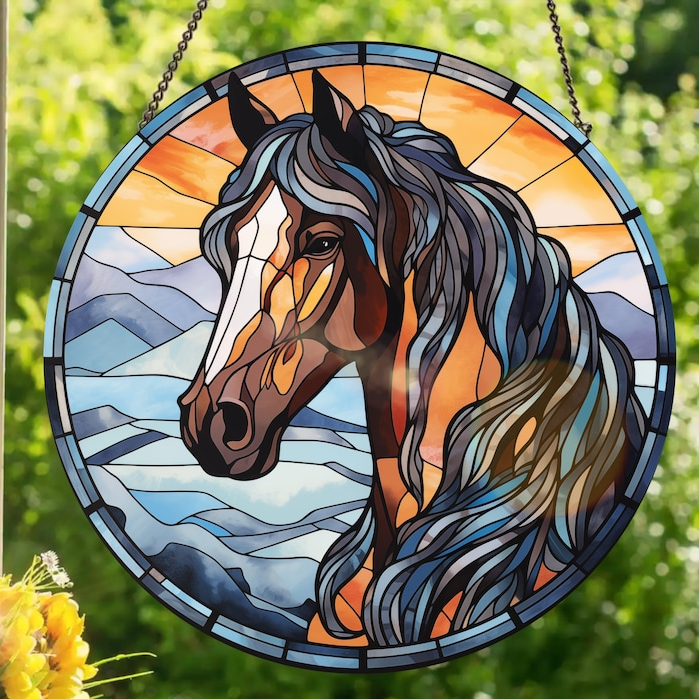 Bay Horse - Stained Glass Window Hanging Suncatcher NCU0VL006