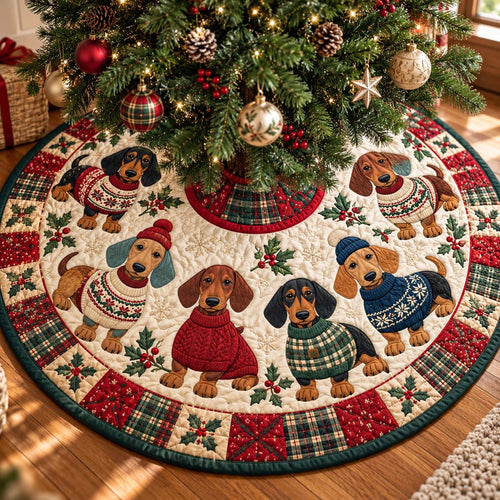 Beanie Doxie Circle Quilted Tree Skirt SN0HH1099