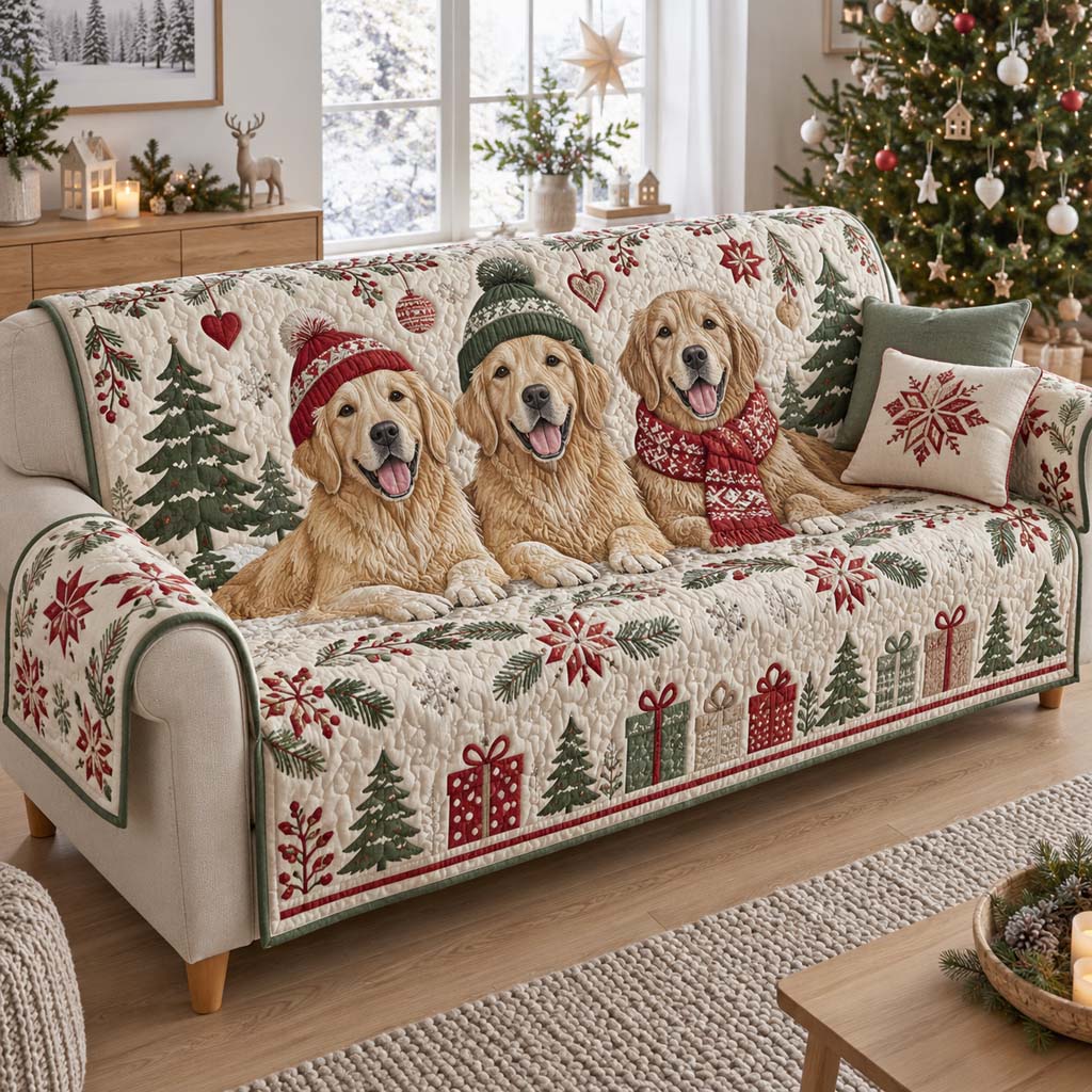 Beanie Golden Trio Quilted Sofa Cover SN0HH0404