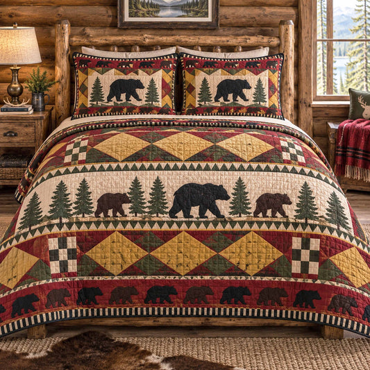 Bear Country 3-Piece Quilted Bedding Set SN0TD1166