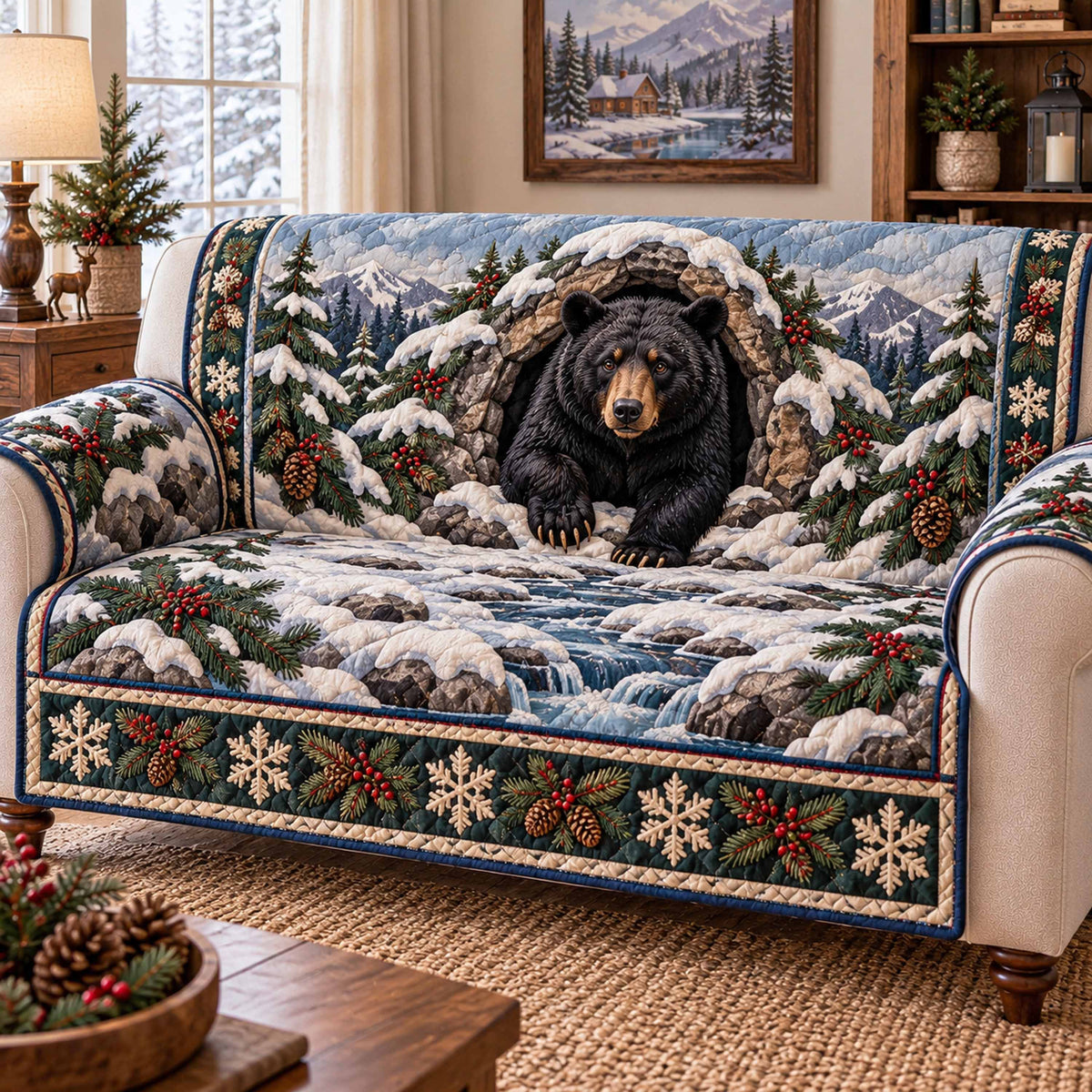Bear Country Quilted Sofa Cover SN0TD1223