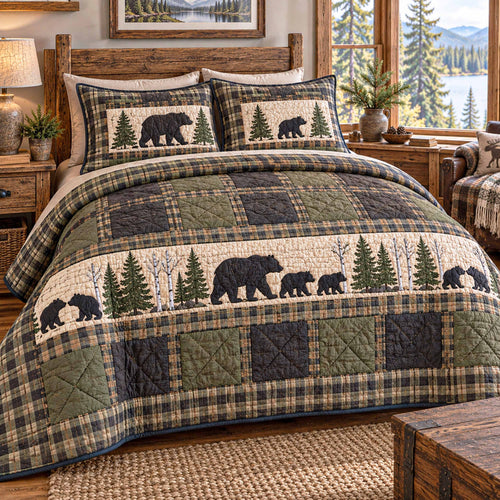Bear Haven 3-Piece Quilted Bedding Set SN0TD1167