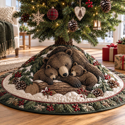 Bear Retreat Christmas Quilted Tree Skirt SN0TD627
